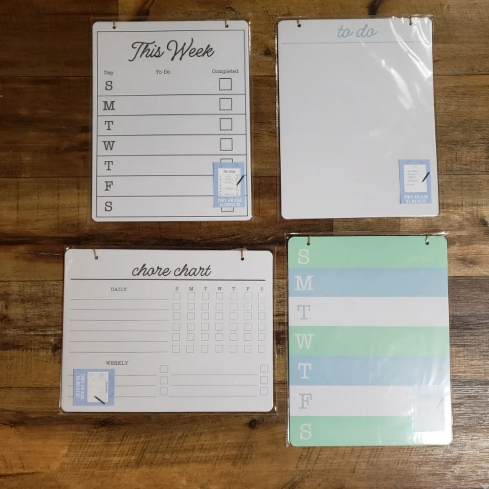 Set Of 4 Dry Erase Hanging Planner Boards